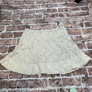 Express Lace A Line Skirt Size‎ 10 Beige Ivory Flare Knee Length
